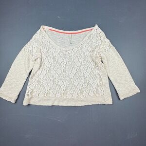 Paper Crane Sweater Women's XS Cream Lace Knit Long Sleeve Pullover Boho Casual